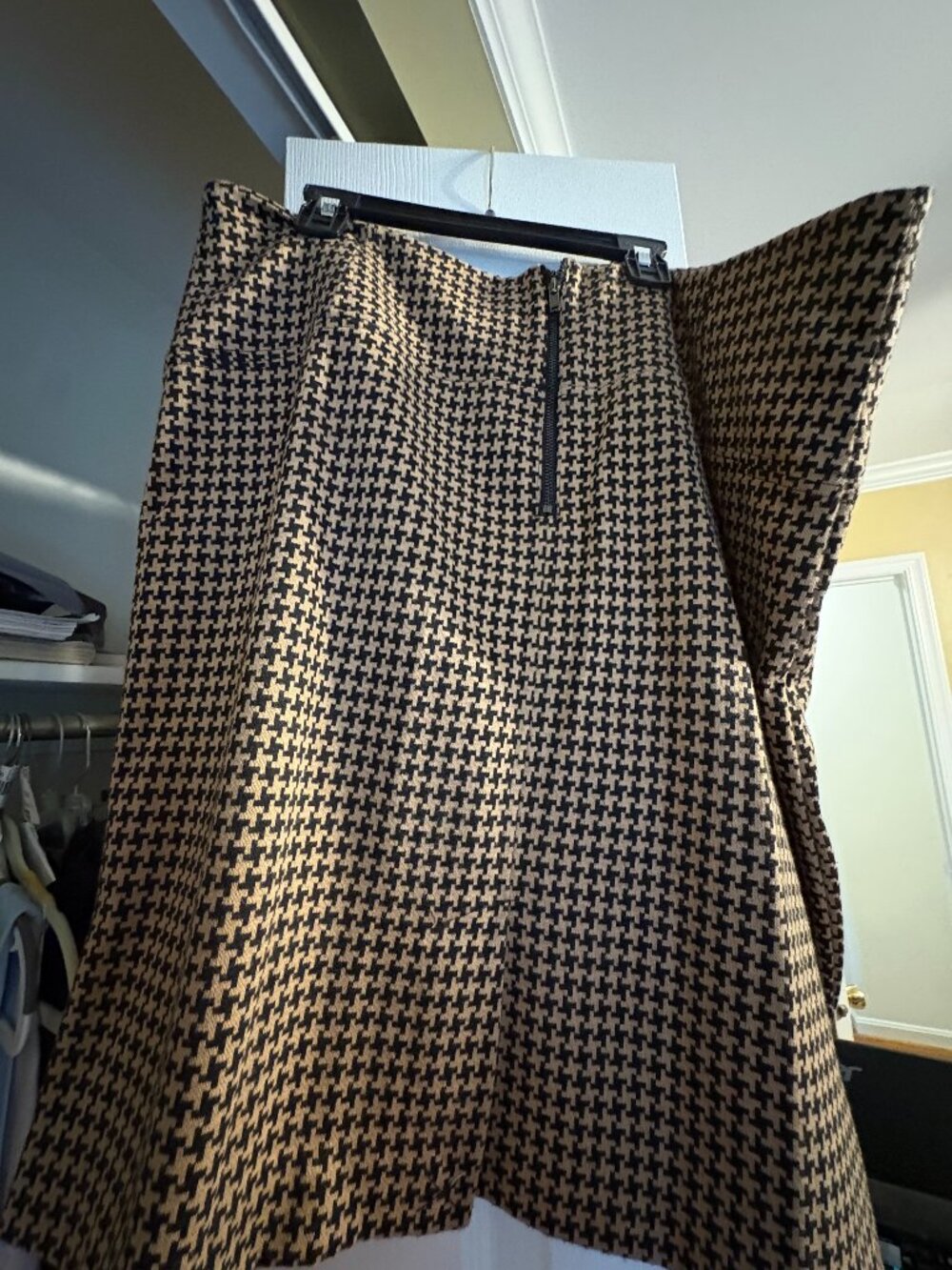 New York & Company Black Brown Houndstooth Stretch Pencil Skirt Women's 18